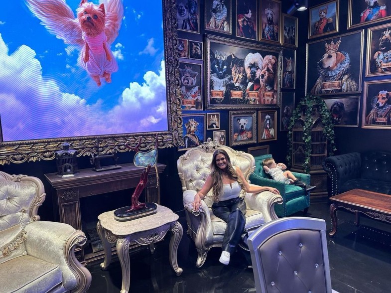 Brittany Cartwright sitting in an oversized chair in the fantasy lab